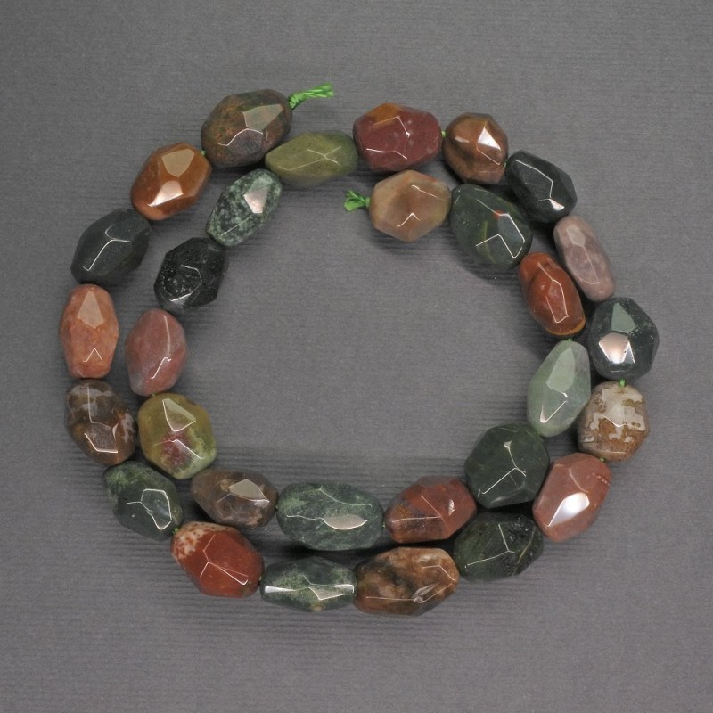 Koraliki z naturalnego kamienia – jaspis wielobarwny, fasetowany o średnicy 10×14 mm, długość 41 cm