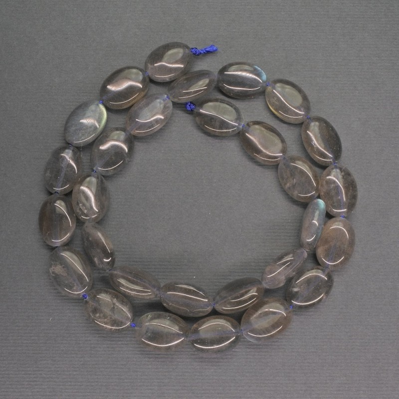 Koraliki z naturalnego labradorytu w kształcie owalnym, wymiary 10×15×6 mm, długość około 41 cm
