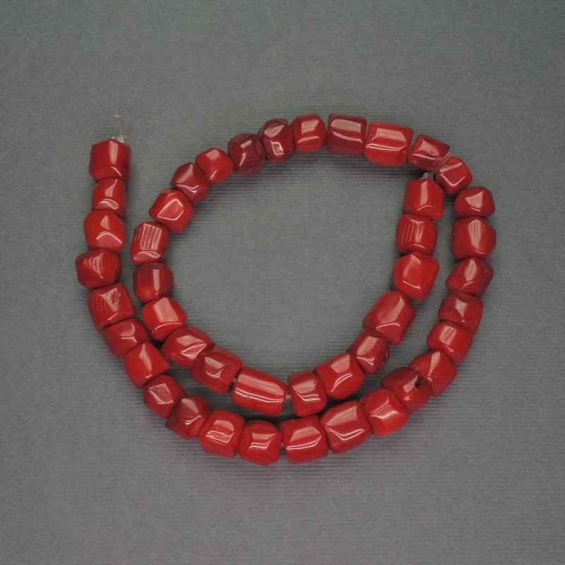 Koraliki z naturalnego czerwonego koralu, szlif cabochonowy, średnica 10×10 mm ±, długość 41 cm+