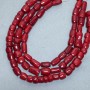 Koraliki z naturalnego czerwonego koralu, fasetowane, o średnicy 9–21×9–15 mm ± różne rozmiary, długość 40 cm+