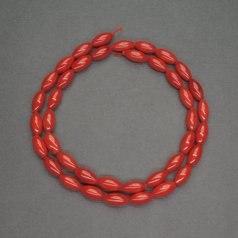 Koraliki naturalne z czerwonego koralu, ziarenko o średnicy 5×10 mm, długość 40 cm ±