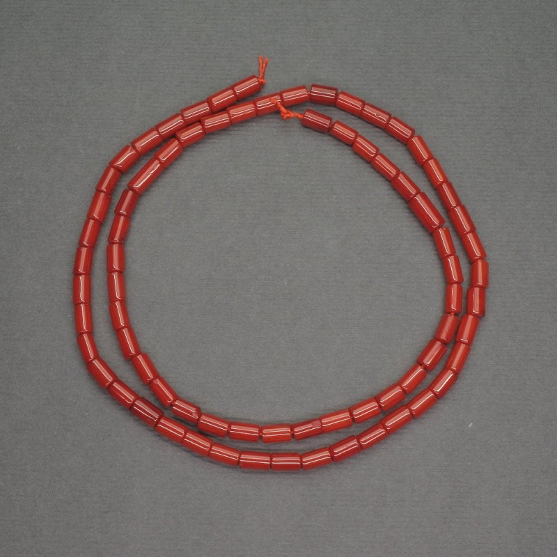 Koraliki z naturalnego czerwonego koralu, cylindryczne rurki, średnica 3,5×5,5 mm, długość 40 cm+