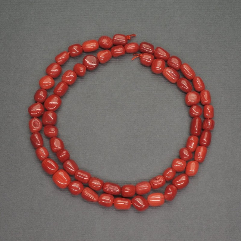 Koraliki z naturalnego czerwonego koralu, fasetowane, średnica 6×7 mm, długość 41 cm ±