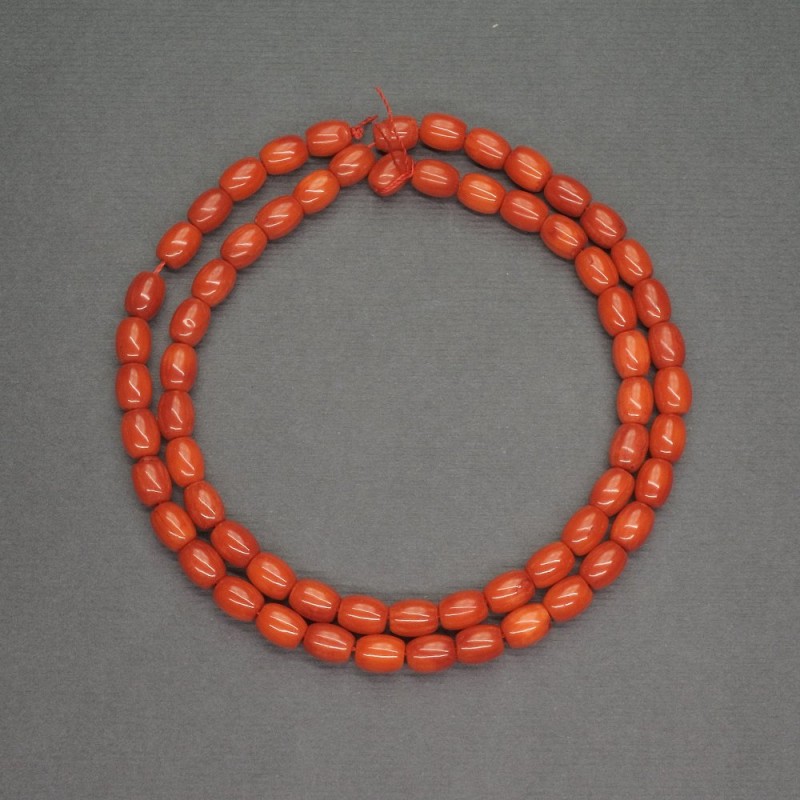 Koraliki naturalnego korala pomarańczowe, barilowe, średnica 5×6 mm, długość 40 cm ±