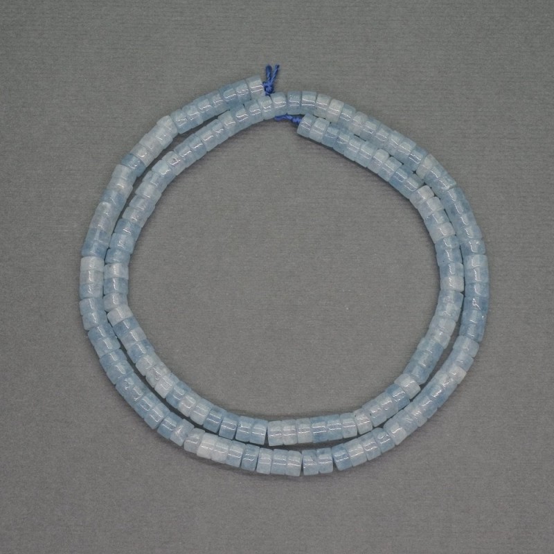 Koraliki z naturalnego akwamarynu w formie rondeli, średnica 4×2 mm, długość 39 cm