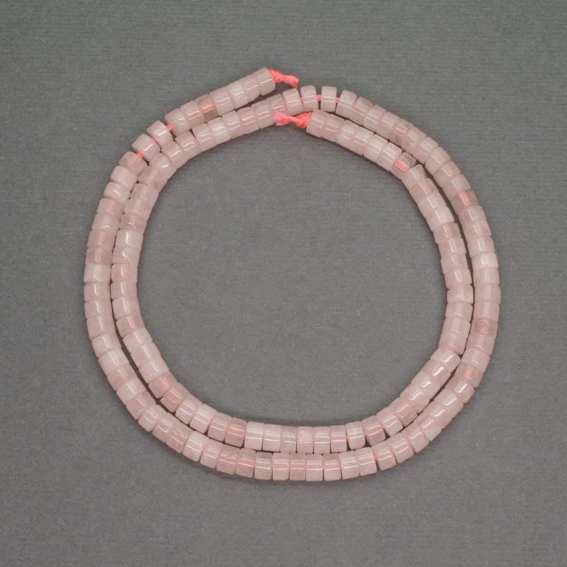 Koraliki z naturalnego kamienia - różowy kwarc rondel, średnica 4,5×2,5 mm, długość około 38 cm