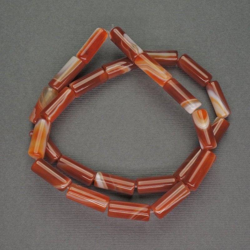 Koraliki sardonyks cylindryczne, średnica 6×15 mm, długość 39 cm ±