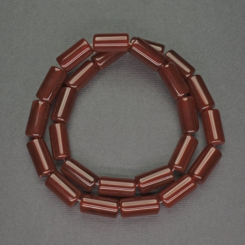 Koraliki z karneolu cylindryczne, średnica 8×15 mm, długość około 40 cm