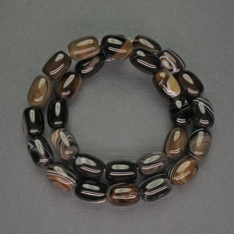 Koraliki agatowe barilowe, o wymiarach 10×13 mm, długość ok. 39 cm