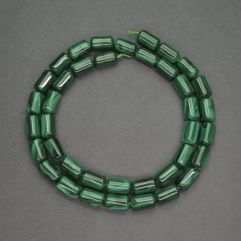 Koraliki z naturalnego kamienia malachitu, cylindryczne, średnica 6×10 mm, długość 40 cm