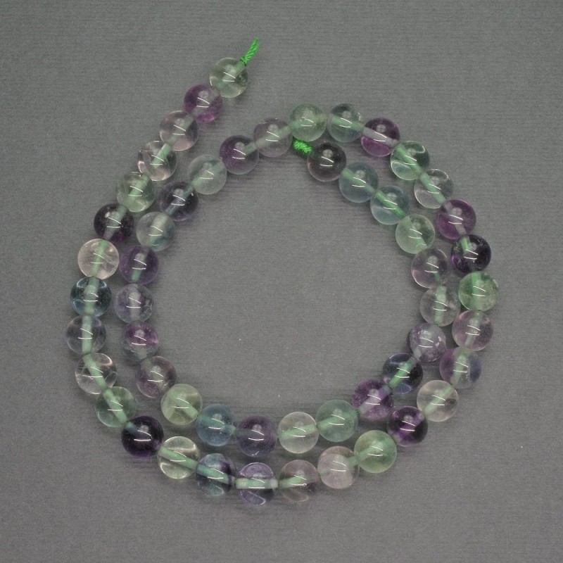 Koraliki z naturalnego kamienia fluoryt – gładkie kulki, średnica 8 mm, długość 39 cm