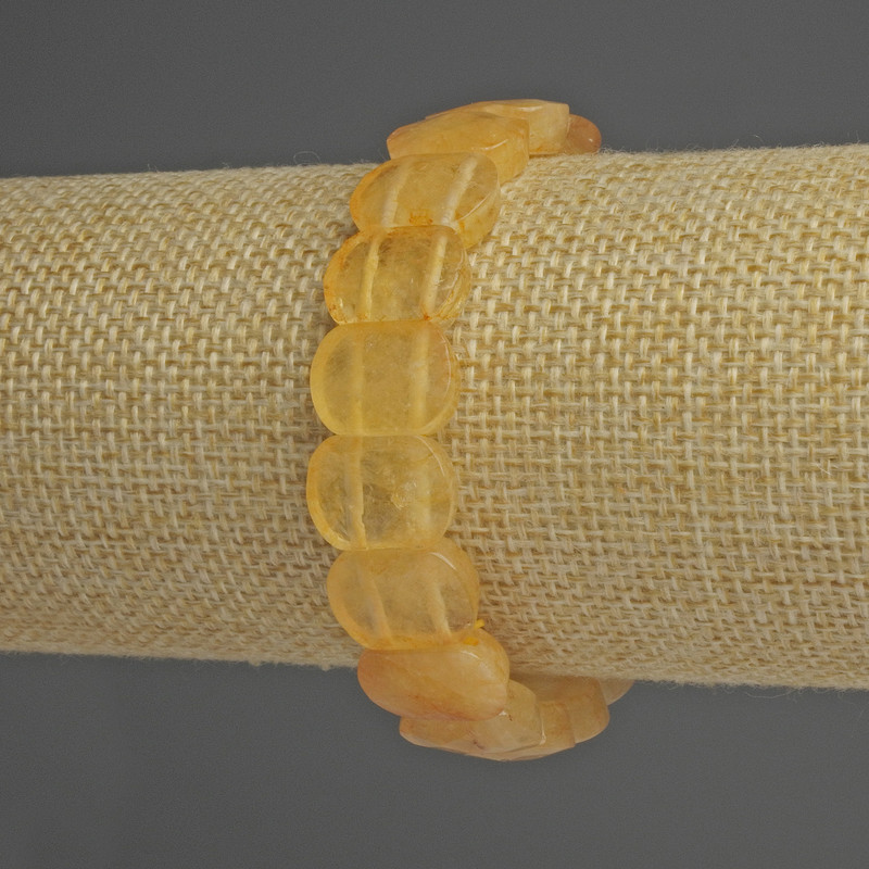 Bransoletka z cytrynem, fasetowane ogniwa, średnica 14×10 mm, długość 18 cm, elastyczna
