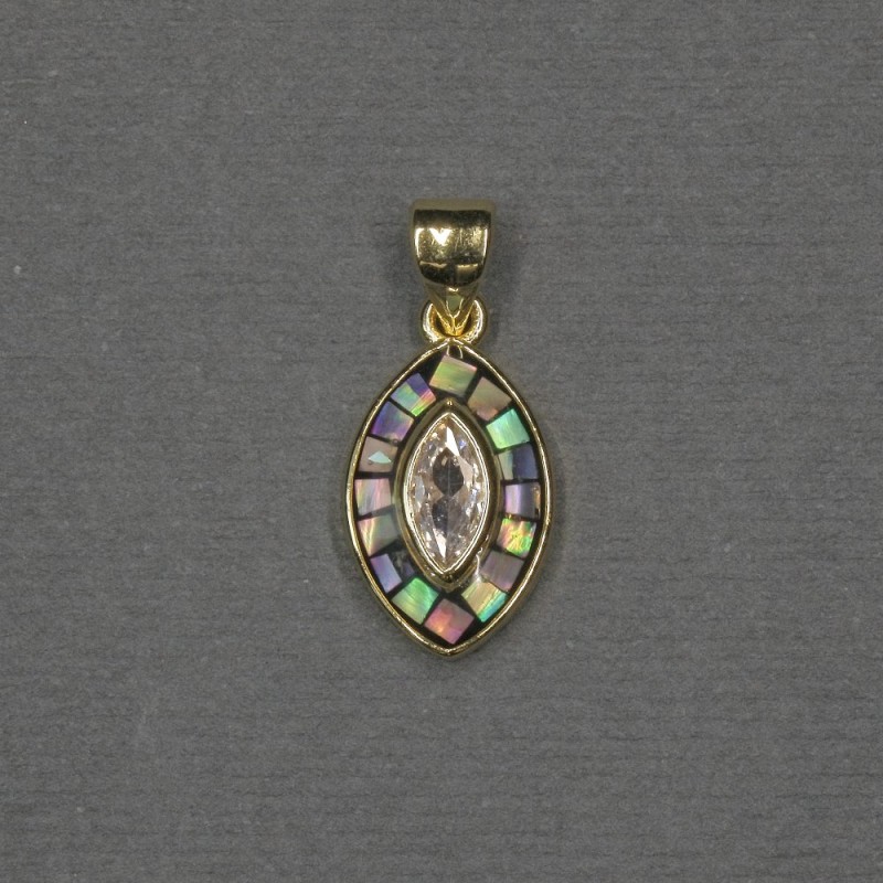 Wisiorek z chalcedonem, wstawka 9×15×17×2 mm, metal w kolorze złotym