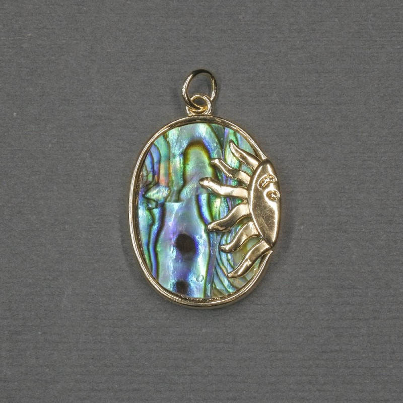Wisiorek – Słońce, z wstawką chalcedonową, 17×20×24×3 mm, złoty metal