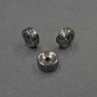 Koralikowa wstawka w kolorze metalu srebrzystym, średnica 8×4 mm, otwór 2 mm