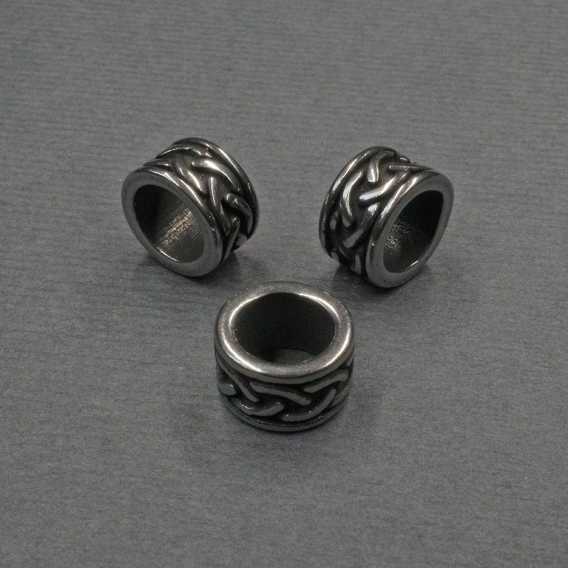 Koralik-wstawka, kolor metalu srebrzysty, średnica 9×5 mm, otwór około 6 mm