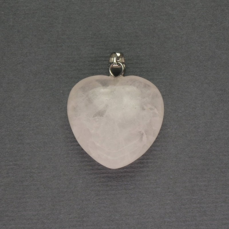Wisiorek Serce z górskiego kryształu 20×20×25 mm ± srebrzysty metal