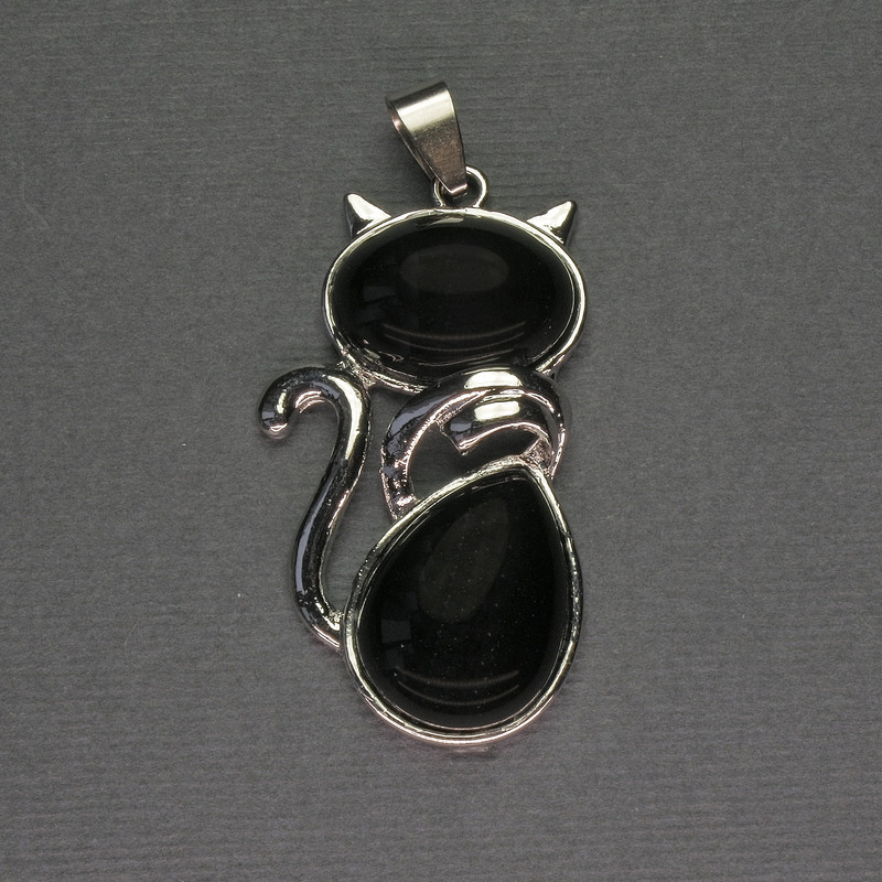 Wisiorek Kotka z agatu 25×51 mm ± metal w kolorze srebra