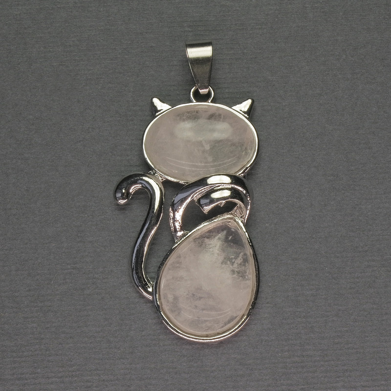 Wisiorek «Kotka» z górskiego kryształu 25×51 mm +- srebrzysty metal