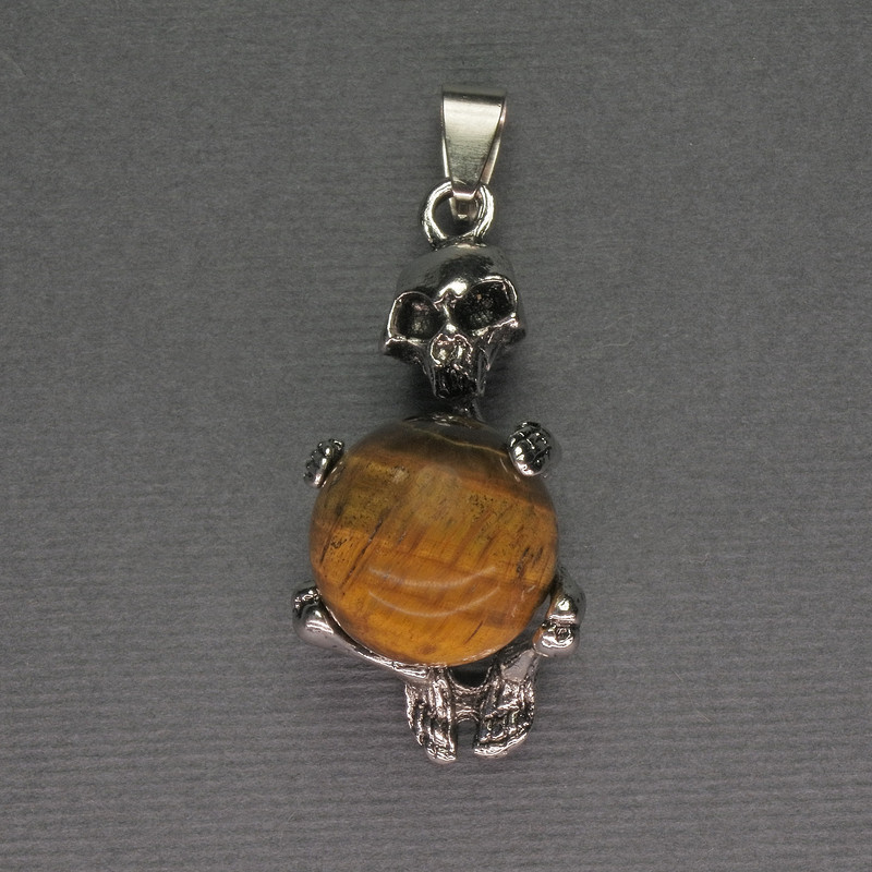 Wisiorek «Szkielet» z tygrzego oka, kula, średnica 16 mm ± 20×50 mm+