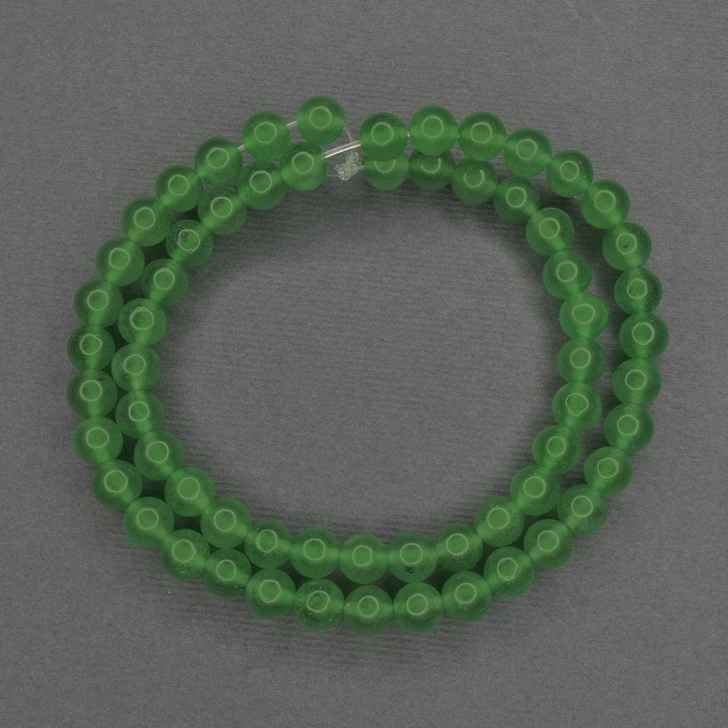 Koraliki z chryzoprazu, gładkie kuleczki, średnica 6 mm ±, na nitce, długość 38 cm ±