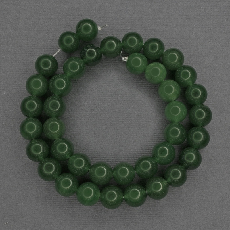 Koraliki z chryzoprazu, gładkie kuleczki, średnica około 10 mm, na nici, długość 37 cm+