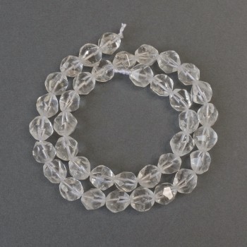 Koraliki górskiego kryształu fasetowane, średnica 9×8 mm ±, długość 38 cm ±, na nici