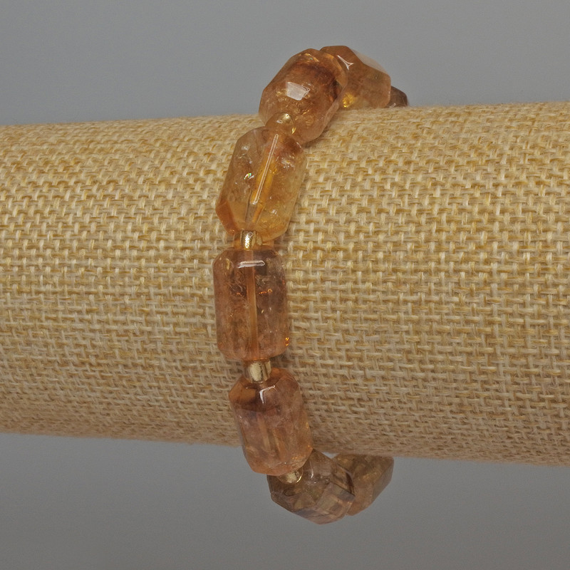 Bransoletka z fasetowanym cytrynem, cylindryczna, średnica 14×9 mm ±, z koralików 4 mm ±, długość 18 cm ±, elastyczna