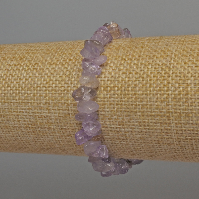 Bransoletka z ametystu - fragmenty, średnica 6-9×2-4 mm, długość 18 cm, elastyczna