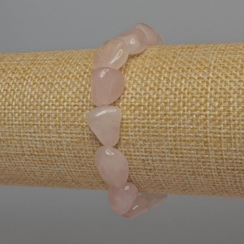 Bransoletka z różowego kwarcu, fasetowane kuleczki, średnica 12×10 mm, długość 18 cm, elastyczna