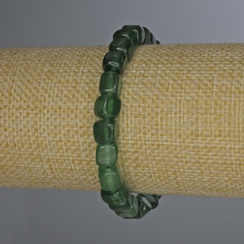 Bransoletka z chryzoprazem – sześciany 7×7 mm, długość 18 cm, elastyczna