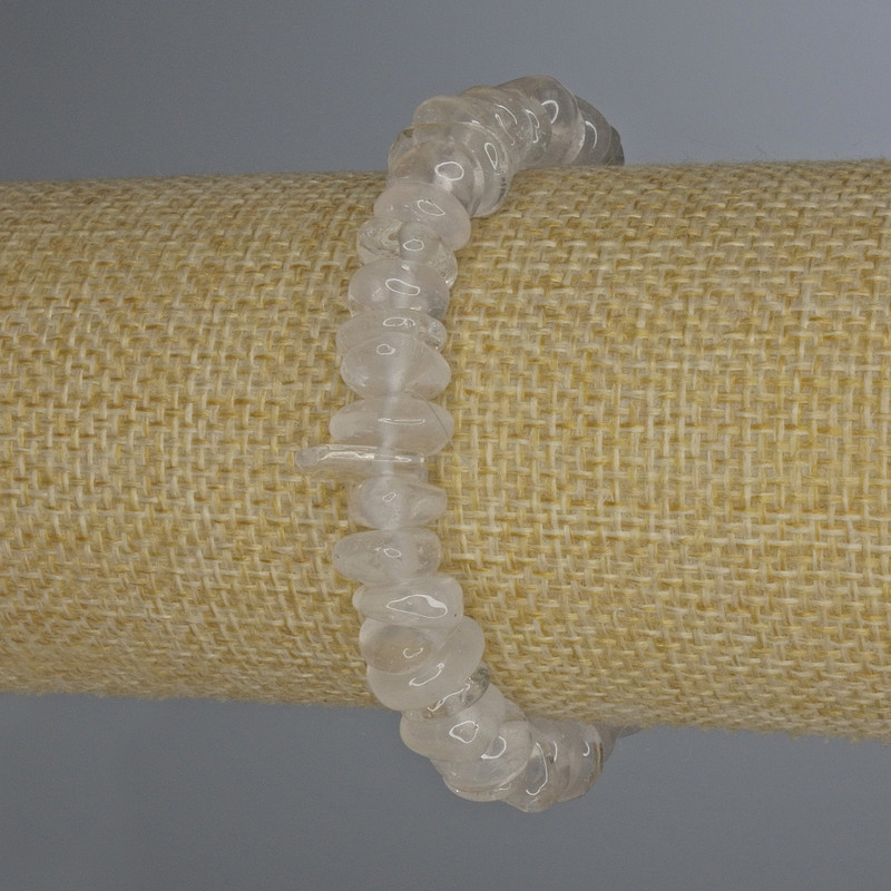 Bransoletka z fasetowanego górskiego kryształu, średnica 8–14×4 mm, długość 18 cm, elastyczna
