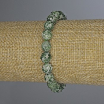 Bransoletka z agatu mosowego, fasetowana kulka, średnica 8 mm, długość 18 cm, elastyczna