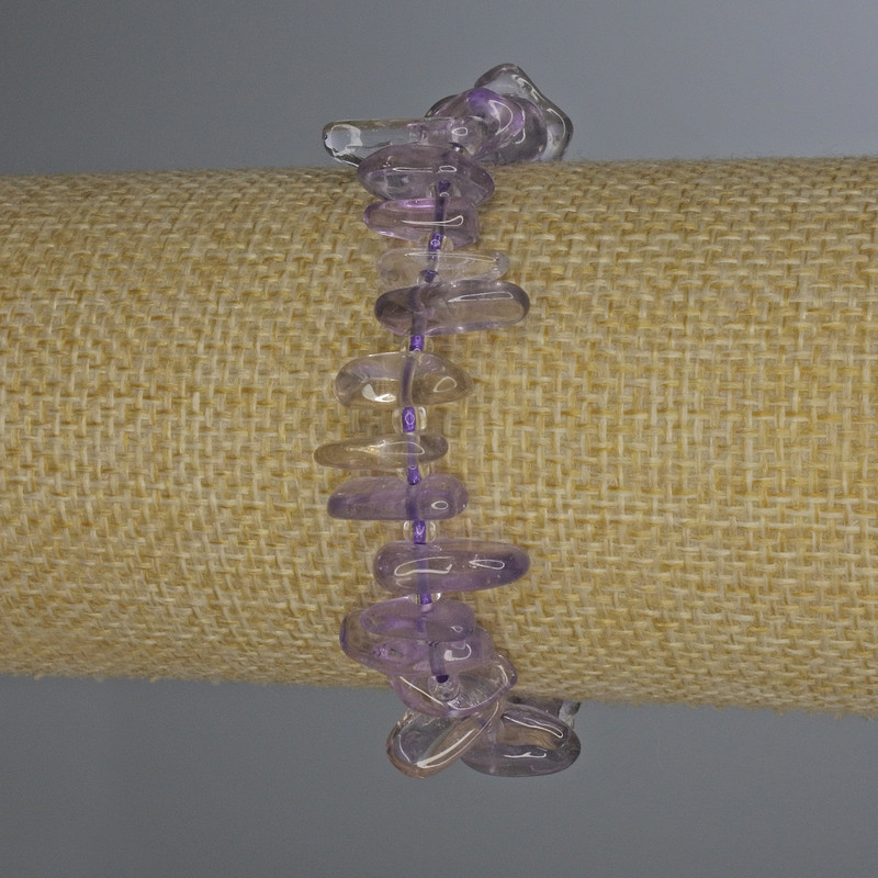 Bransoletka z ametystu – drobinki, średnica 12–15×2–4 mm, długość 18 cm, elastyczna