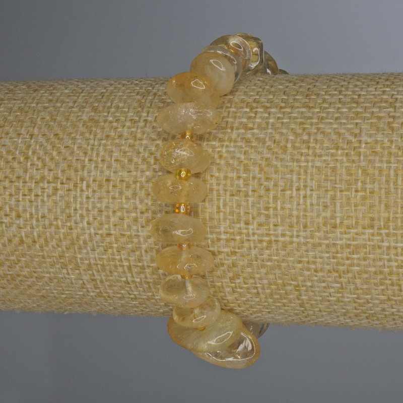 Bransoletka z cytrynu fasetowanego 9–16×5 mm, z koralikami 3 mm, długość 18 cm, elastyczna