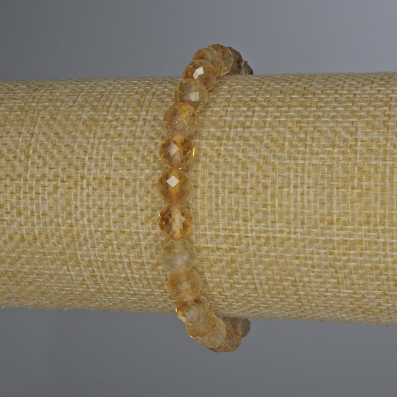Bransoletka z cytrynem, fasetowane kuleczki, średnica ok. 7 mm, długość ok. 18 cm, elastyczna
