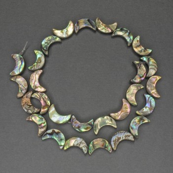 Koraliki chalcedonu w kształcie księżyca, średnica 15 mm, długość 39 cm, na nici