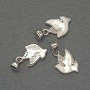 Wisiorek z masy perłowej «Ptak» z białymi cyrkonami, metalem srebrzystym, średnica 17×11 mm, długość 20 mm+-