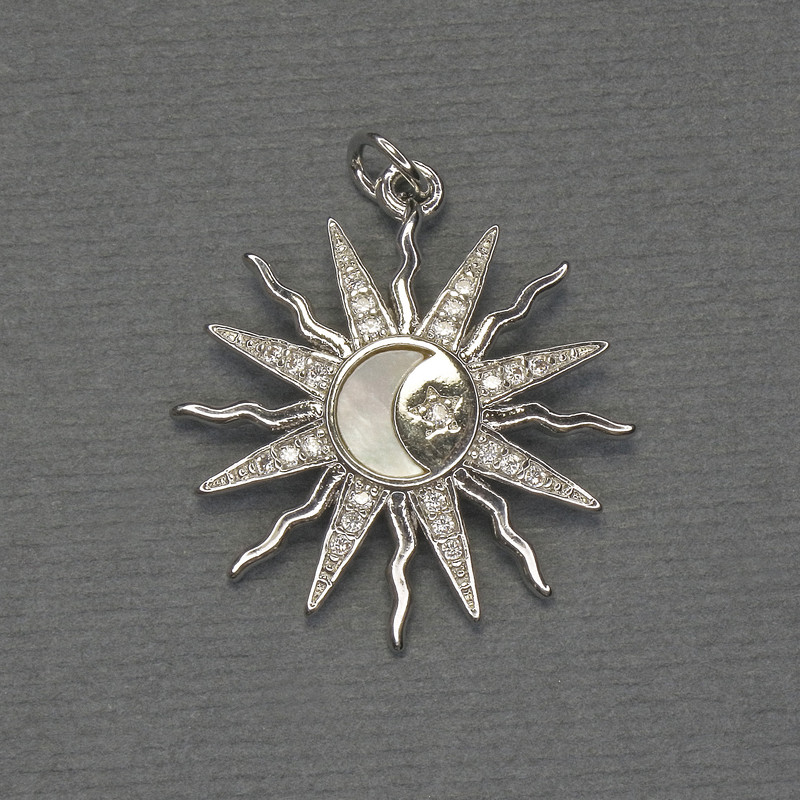 Wisiorek Perłowa Gwiazda, metal srebrzysty, średnica 22 mm, długość 27 mm ±