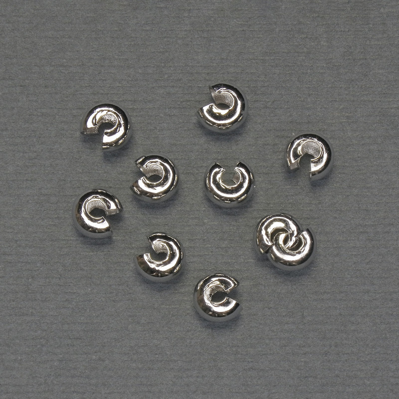 Koralik zaciskowy do crimpa, średnica 6 mm ±, srebrzysty metal, opakowanie 10 par