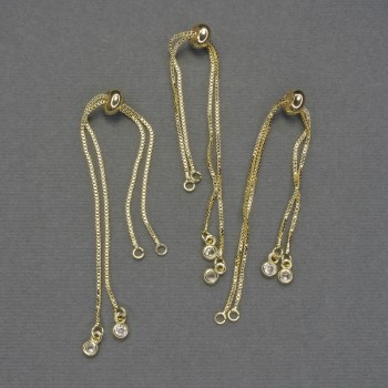 Podstawa do bransoletki z sliderem, długość 22 cm ±, białe kryształki, metal złocisty