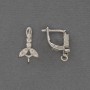 Haczyki do kolczyków z białymi kryształami, metal srebrzysty, 16×3×9 mm – para