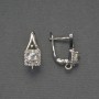 Sztyfty do kolczyków z białymi cyrkoniami, srebrzysty metal, 17×7 mm, para