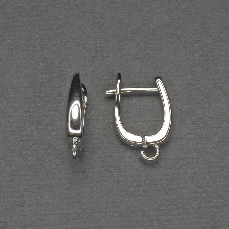 Uszka do kolczyków ze srebrzystego metalu 16×3 mm+ – para