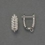 Bigle do kolczyków z białymi kryształami, metal srebrzysty, 18×6,5 mm – para