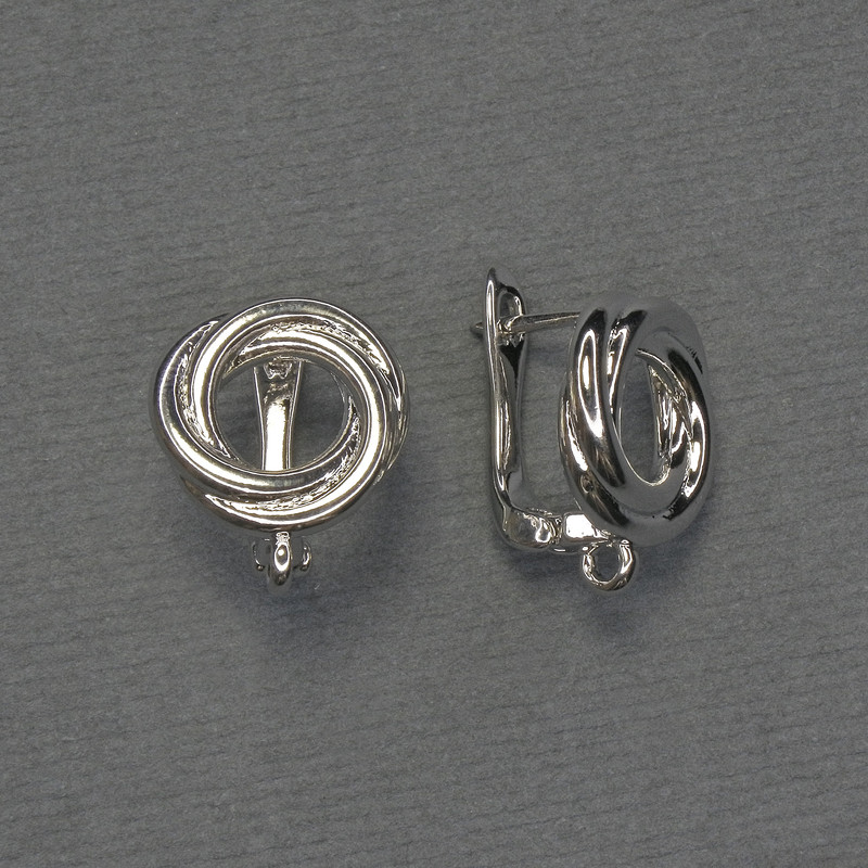Sztyfty do kolczyków z metalu o barwie srebra 13×16 mm – para