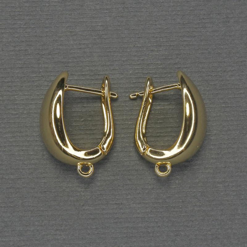 Bigle do kolczyków z metalem złotym, 18×10 mm – para