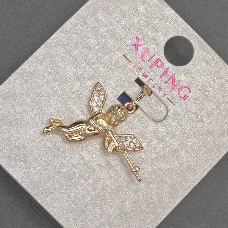 Wisiorek Xuping Kupidyn z białymi cyrkoniami, średnica 24 mm, długość 27 mm, pozłacanie 18K
