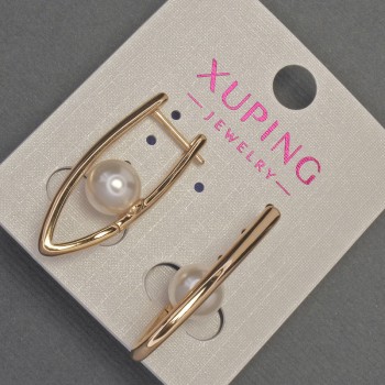 Kolczyki Xuping z perłą Majorki, średnica około 8 mm, długość około 30 mm, pozłacane 18K