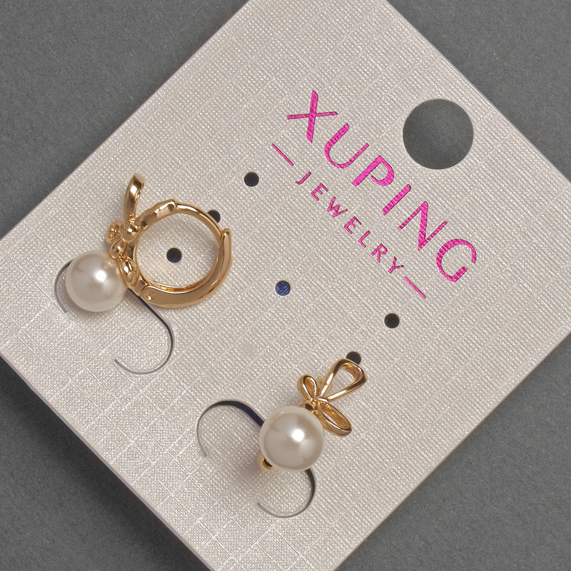 Kolczyki Xuping z koralikiem Majorka, średnica około 6 mm, długość około 14 mm, pozłacane 18K